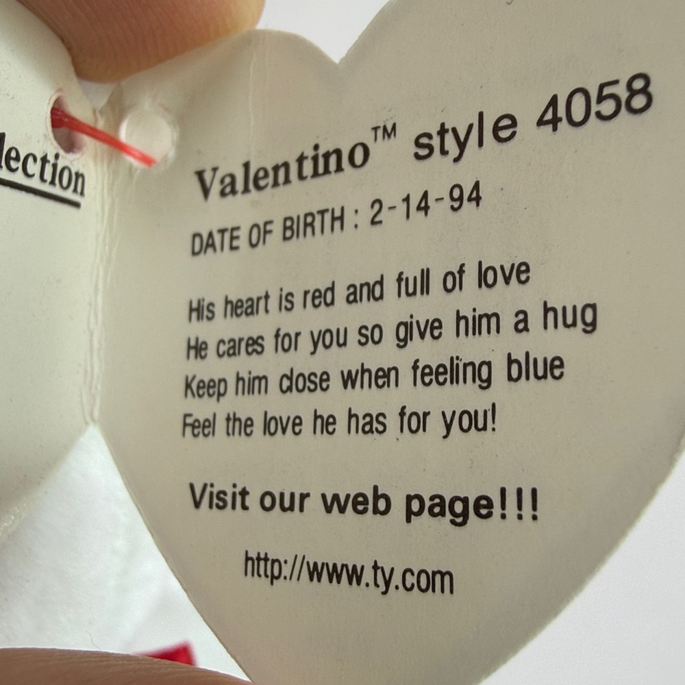 ❤️Rare Factory Sticker/PVC/German Nürnberg Tag - TY Valentino Beanie Baby 1994 - Picture 5 of 17